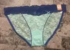 NWT FLIRTITUDE LARGE AQUA BLUE FLORAL LACE MESH BOW RARE BIKINI PANTIES