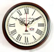 Beautiful Wooden Analog Wall Clock,Vintage Deep Glass Wall Clock, Brown Designer