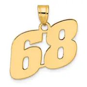 14k Yellow Gold Polished Block Number 68 Pendant