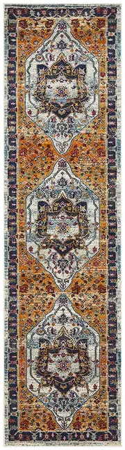 Babylon in Rust and Blue : Runner Rug