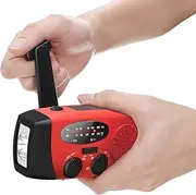 Emergency Solar Radio Portable Outdoor Emergency Radio with 2000mAh as Power Bank, 3 Charging Modes, Crank Dynamo LED Flashlight FM/AM Emergency Radio for Home and Emergency (Color : Red)