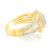 10ct Yellow Gold 3/4 Carat Diamond Round Cluster Ring