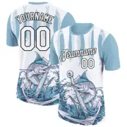 Custom White Black-Panther Blue 3D Pattern Design Marlin Fish Fishing Performanc