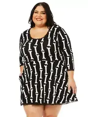 Sourpuss Size Small Miss Bones Low Back Mini Dress Stretch Goth 3/4 Sleeve Punk