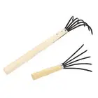 Garden Hand Rake 5 Steel Tines Wooden Handle Ergonomic Claw Cultivator Tool Kit