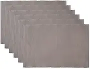 DII 100% Cotton, Ribbed 13x 19" Everyday Basic Placemat Set of 6, Gray