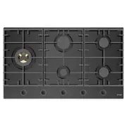 Omega 90cm Gas on Glass Cooktop with Wok Burner - Black