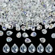 [HOBBIESAY] Pack of 200 Clear Glass Beads in Teardrop Shape 6 mm Drilled Top Drop Spacer Beads Water Drops Faceted Pearl Smooth Seed Beads for Bracelets Necklaces Earrings DIY