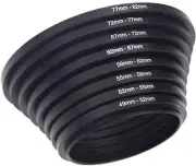Filter Step up rings set 49-52-55-58-62-67-72-77-82mm 8pcs 49mm-82mm as hood