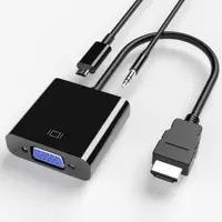 在飛比找蝦皮購物優惠-HDMI 轉 VGA 轉換器  轉換線 帶聲音 HDMI 轉