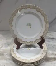 5 Mikasa ISLAND FLAIR Fine China Tan Lattice Palm Trees 8.5” Salad Plates Set 5
