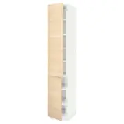 METOD high cabinet with shelves/2 doors, white/Askersund light ash effect, 40x60x220 cm