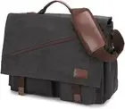 Messenger Bag for Men, Water Resistant Canvas Satchel 14 15.6 17 Inch Laptop