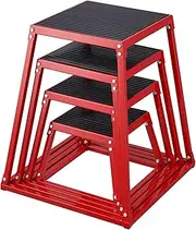 VEVOR Plyometric Jump Boxes, 12/18/24/30 Inch Plyo Box, Platform and Jumping Agility Box, Anti-Slip Fitness Exercise Step Up Box Set for Home Gym Training, Conditioning Strength Training, Red
