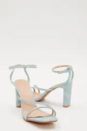 Blue Zena Strappy Dusty Blue Faux Snake High Heel