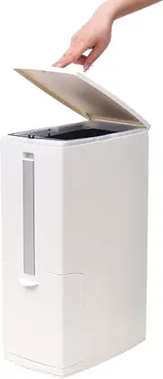 Slim Dustbin Garbage Bin with Toilet Brush Lid Bathroom Trash Can Waste Basket