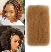 FASHION IDOL Afro Kinkys Bulk Human Hair for Dreadlock Extensions 16 Inches 1 Pack 50 Gram Honey Blonde Loc Repair Afro Kinky Braiding Human Hair for Locs 1.8 Oz