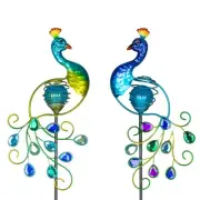 Garden Solar Lights Decorative, 2 Pack Metal Peacock Solar Lights Stake for O...