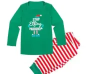 Matching Printed Festive Christmas Pajamas Set