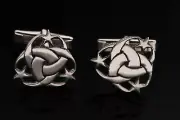 Turkish Handmade Jewelry Round Star 925 Sterling Silver Men's Cufflinks