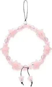Cell Wrist Strap Cute Phone Chain, Phone Lanyard Clay Beaded Charm A-pink