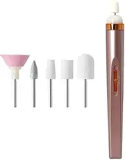 BYVCUI Electric Nail Drill,electric nail file nail kit nail kit Portable Electrical Nail File Polishing Tool Manicure Professional Rechargeable Free 5 types of grinding heads Night light design (rose gold)