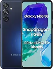 [Samsung] Galaxy M55 5G (Denim Black,8GB RAM,256GB Storage) | 50MP Triple Cam| 5000mAh Battery| Snapdragon 7 Gen 1 | 4 Gen. OS Upgrade & 5 Year Security Update| Super AMOLED+ Display| Without Charger