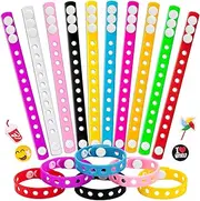 [HTZNHXT] 20 Pcs Silicone Charm Bracelets, 8 Inch Bracelets Bulk Band for Kids, Silicone Wristbands Adjustable Rubber Bracelets Hold the Shoe Charms for Students Gift