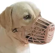 Basket Dog Muzzle for Large Medium Small Dogs, Cage Muzzles to Prevent Biting Chewing Licking Scavenging, Mouth Cover with Adjustable Strap for Vet Visits, Grooming, Walking (Beige, 1#)