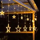 Moon Star LED Solar Curtain String Fairy Lights Outdoor Home Party Decor Garden*