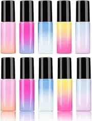 Imirootree 10PCS 5ml Essential Oils Glass Roller Bottles Empty Refillable Gradient Color Essential Oils Roller Bottles with Black Caps for Essential Oil Random Color 10
