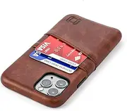 Dockem iPhone 11 Pro Wallet Case: Built-in Metal Plate for Magnetic Mounting & 2 Credit Card Holder Slots (5.8" Exec M2, Synthetic Leather, Brown)