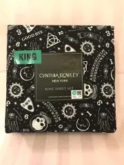 Cynthia Rowley Halloween KING Sheet Set Black/White Ouija Board Skull Stars Moon