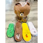 (誠可議)正版LINE FRIENDS🧸熊大、兔兔、莎莉、雷納德 拖鞋&玩偶 全新五件優惠組