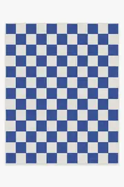 245' x 305' | Machine Washable Runner Rug | Kid & Pet Friendly | Indoor Rug | Jaque Checkered Blue Outdoor Rug | Ruggable