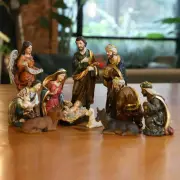 Nativity Statue Figurine Set Baby Jesus Manger Christmas Crib Gift Home Decorati