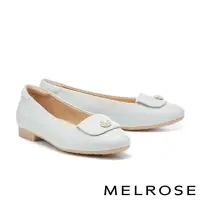 在飛比找momo購物網優惠-【MELROSE】美樂斯 典雅珍珠圓釦全真皮娃娃低跟鞋(藍)