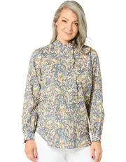 [Fella Hamilton] Joan Liberty Frill Long Sleeve Shirt in Blue