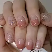 Zernblend Set of 24 Blush Ombre Press On Nails, Short, Square Artificial Nails, Valentine's Day Press On Nails, Press On Nails