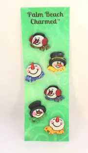 Palm Beach Charmed Drink Wine Glass Marker Charm Magnetic "Snowmen" 6