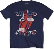 [Rocks-Off] The Rolling Stones British Flag Tongue Official Tee T-Shirt Mens Unisex (Large) Blue