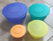 NEW Tupperware Impressions Bowl Set Lids Blue Green Yellow Orange Mixing Serving