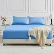 LINENOVA 2000TC Cooling Bamboo Fitted Sheet Pillowcases Combo Set - Ocean