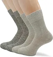 [PASINI FASHION] 4 Pairs Unisex Linen Blend Socks - Flax Collection - Breathable, Natural and Eco-Friendly, 2 sage 2 persimmon, 8-10 US