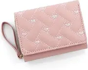 [DUOBAGMA] Small Purse for Women Embroidered Heart Purse Triple Card Holder Girls Wallet Many Compartments