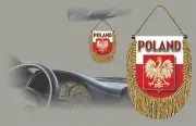 POLAND REAR VIEW MIRROR WORLD FLAG CAR BANNER PENNANT