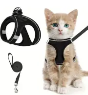 Adjustable Harness and Leash Set For Cats in Black New in Packaging Size Small