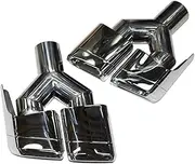2pcs/lot Quad Car Exhaust Tip Compatible For Mercedes Benz W212 E63 CLS63 W204 Exhaust System Nozzle 304 Stainless Steel Muffler Tail Tip(Silvery AMG-Y)