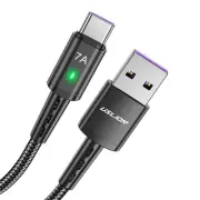 USLION 7A USB-A to USB-C Cable Fast Charging Data Transmission Copper Core Line 1M/2M Long for iPhone 15 15 Plus for Hua