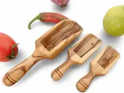 Olive Wood Scoop Set / Wooden Measuring Coffee Salt Spice Small Scoop set